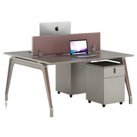 Poste de travail de bureau individuel moderne en bois avec cloison de séparation et bureau informatique, ensemble de mobilier personnalisable