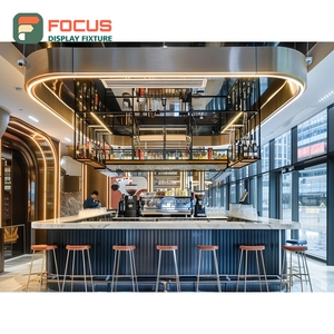 Mostrador de Servicio de Café Profesional con Zona de Condimentos y Panel Blanco para Cafetería - Product Image 6