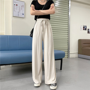 Solid color wide-leg pants women's spring and autumn new style all-<b>match</b> drape loose straight-leg pants high waist - Product Image 2
