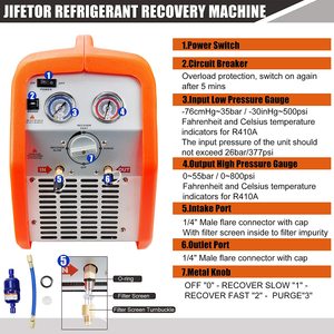 Machine de récupération RR500 pour réfrigérant Feron R22 R410A <span class=keywords><strong>1234yf</strong></span> R32 <span class=keywords><strong>Gaz</strong></span> et autres unités de climatisation à <span class=keywords><strong>gaz</strong></span> réfrigérant - Product Image 3