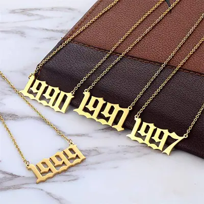 Artilady 2022 Vintage Năm Số 18K Mạ Vàng Vòng Cổ Thép Không Gỉ Pendant Necklaces Đối Với Phụ Nữ Chuỗi Trang Sức Thời Trang