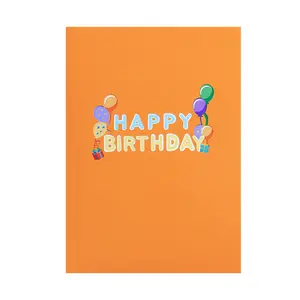 Design Best Eco-friendly 3d Happy Birthday Greeting Pop Up Coated Paper Card For Friend