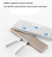 Laris baru untuk Keyboard logam lipat Bluetooth mendukung 3 perangkat-telepon iPad Laptop terhubung dengan ponsel