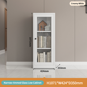 Librería Moderna de Alta Calidad con Puerta de Vidrio Individual, 3 Niveles, Gran Capacidad, Gabinetes de Cocina de Acero Inoxidable, Almacenamiento para Sala de Estar - Product Image 2