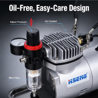 Compresseur d'air portable à piston sans huile AS18-2 1/6hp avec moteur et pompe, refroidi par air, 220V/110V, pour tatouage, modélisme et peinture