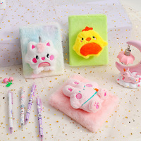 Cahier de notes moelleux personnalisé en gros A6 Kawaii Journal en peluche rose Journal Animal Lapin Couverture Livre Enfants Carnets à fourrure mignon
