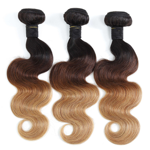 批发Ombre人发编织束人发束生印度人头马头发Whosale T1B/#4/#27 Ombre彩色体波RUBE - Product Image 2