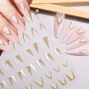 Hiny Glitter Français Lignes Ongles Autocollants Vagues Courbe <span class=keywords><strong>Argent</strong></span>/Or Rayures <span class=keywords><strong>Manucure</strong></span> Stickers <span class=keywords><strong>Manucure</strong></span> Français Ongles Ddecal Décoration - Product Image 6