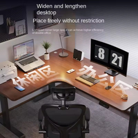 Bureau de travail moderne à domicile, réglable en hauteur, électrique, en forme de L, avec double moteur, poste de travail en forme de L avec panneau d'angle