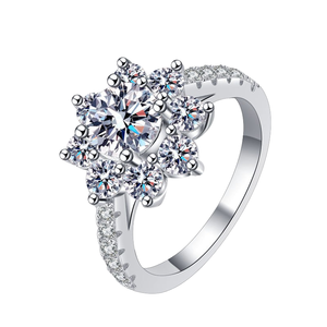 Cadeau d'anniversaire J&C pour femmes, bijoux fins, argent sterling 925, moissanite 1 carat, bague, design fleurs éternelles - Product Image 2