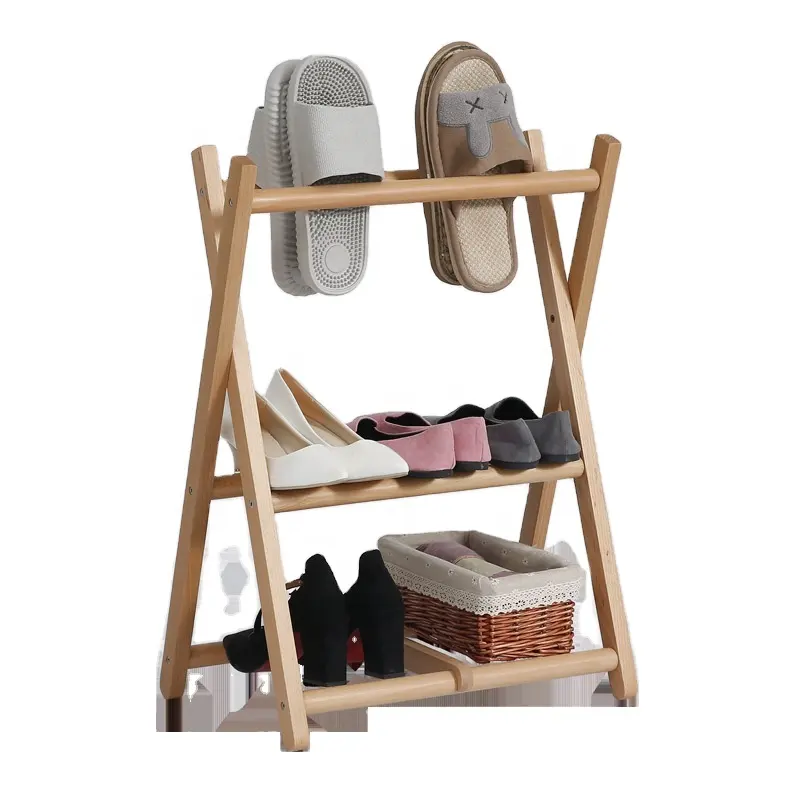 X-Stil Massivholz mehr schicht ige einfache moderne Tür einfache Hausschuhe Rack falten Holz Schuh regale