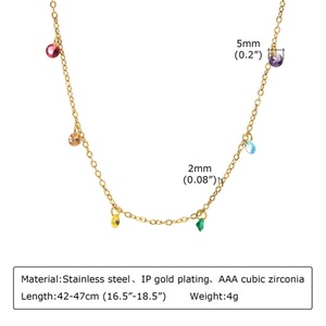 Collar de Moda Sencillo para Mujer, Collar con Colgante de Circonita Arcoíris - Product Image 5