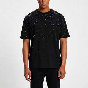 Mejor precio Low Moq Camisetas para hombres Street Wear Camisetas con estilo Media manga Rhinestone Camiseta para hombres - Product Image 1