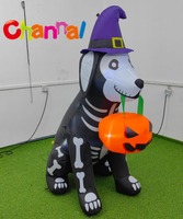 Decoración Navideña, Calavera Inflable con Sombrero de Bruja, Sombrero de Bruja Inflable con Cubo para Calabazas para Halloween