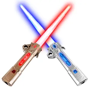 Lazer trendy flaş sopa aydınlık savaş sallamak el Lightsaber 2in1 çocuk kılıç teleskopik oyuncak