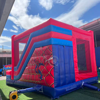 Château gonflable Spiderman commercial avec toboggan pour fêtes d'enfants