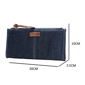 Denim <b>Long</b> Wallet Women Zipper Clutch <b>Purse</b> Large Capacity Card Holder Coin Wallet - Product Image 1