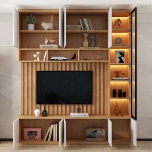 Living Room <b>TV</b> <b>Cabinet</b> <b>Wall</b> Unit Modern Luxury Design Wooden Stand <b>Wall</b> <b>Mounted</b> Storage Furniture - Product Image 5