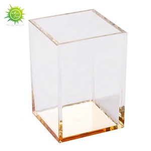 HUISEN Bureau <span class=keywords><strong>design</strong></span> moderne en plexiglas avec fond doré Porte-<span class=keywords><strong>crayon</strong></span> en acrylique - Product Image 1