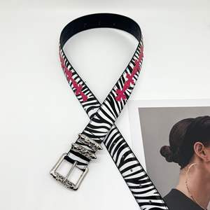 नवीनतम उच्च गुणवत्ता वाले चमड़े की बेल्ट ट्रेंडी तेंदुए ज़ेबरा मूल रंगीन बेल्ट रेट्रो हाइप फंक फैशन पुरुषों थोक स्टॉक - Product Image 3