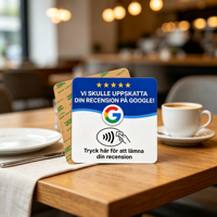 Support de table en acrylique personnalisé de 12 cm pour carte de commentaires Google, compatible NFC213 13,56 MHz, carte NFC suédoise pour taper pour commenter