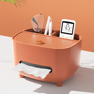 White Rectangular Tissue Box With <b>Cotton</b> <b>Swab</b> Holder For Bathroom Storage Durable Plastic Design Freestanding - Product Image 3