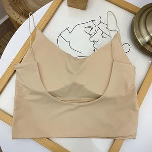 Áo ba lỗ nữ dây spaghetti, áo camisole có mút ngực, áo gile dệt kim nâng ngực, thoáng mát, mềm mại, chất liệu lụa đá mùa hè, áo ống ngực - Product Image 5