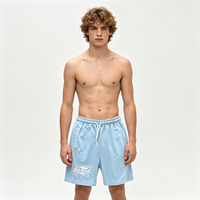 Shorts Hot Rod Bleu Clair, Style Vintage, Taille Élastique, Style Y2K, Sportif, Streetwear, Mode Homme, Vente en Gros, Lot en Gros