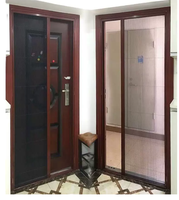 Moustiquaire de porte coulissante pliante à rail bas en alliage de zinc, anti-insectes et anti-animaux, pour fenêtres et portes, accessoires anti-moustiques