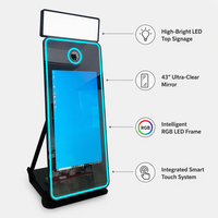 Miroir magique pour selfie avec écran tactile, anneau lumineux RGB et flash, machine de photomaton pour mariage, fête et tous les événements