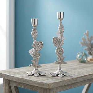 Sonnet Decor <b>Silver</b> Shell Design Handmade Aluminum <b>Candlestick</b> Holder Wall Mount Home Decoration Durable Craft for Christmas - Product Image 2