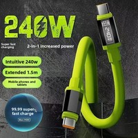 Kabel Data Smartphone Silikon 240W untuk Konektor Tipe-C Pengisian Cepat Daya Tinggi Transfer Data Kompatibel untuk