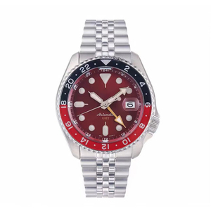 Nuevo Reloj Mecánico Deportivo <span class=keywords><strong>Seiko</strong></span> <span class=keywords><strong>5</strong></span> <span class=keywords><strong>GMT</strong></span> para Hombre, Correa de Cinco Eslabones de Lujo con Indicador de Color, Movimiento 4R 34, Ancho de Correa 18 mm - Product Image 3