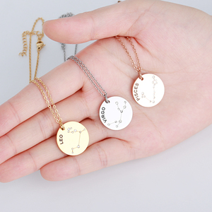 Gioielli Non appannati collana con ciondolo astrologia alla moda su misura con colletto tondo in acciaio inossidabile con 12 segni zodiacali - Product Image 3