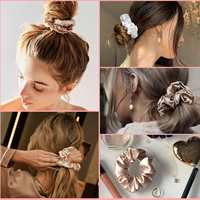 Scrunchies en satin de soie personnalisés avec logo pour femmes et filles, bandeaux élastiques géants surdimensionnés, accessoires de mode en gros