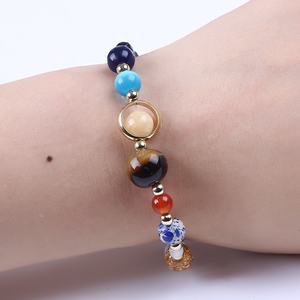 Bracelet <span class=keywords><strong>de</strong></span> perles en pierre naturelle, pour hommes et femmes, galaxie, <span class=keywords><strong>les</strong></span> 8 planètes du système solaire, étoile <span class=keywords><strong>de</strong></span> protection - Product Image 6