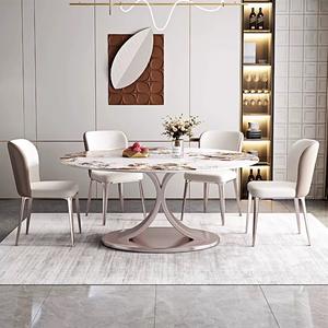 Tavolo da Pranzo Commerciale per Ristoranti, Piano Rotondo in Pietra Sinterizzata con Lazy Susan per Sale Banchetti di Hotel e Matrimoni Moderni. - Product Image 6