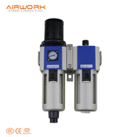 Régulateur de pression pneumatique AirWork compatible avec les types AR4000 et AR2000, en alliage d'aluminium, certifié CE, jauge de pression 0-0,9 MPa, noir, 1 pièce