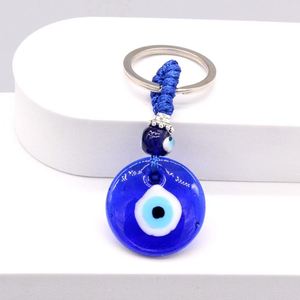 Blue Evil Eyes Glass <b>Key</b> Chains <b>Rings</b> Evil Eyes Trendy Turkish Demon Eye KeyRing Knapsack Bag Charms Pendant Accessories Jewelry - Product Image 4