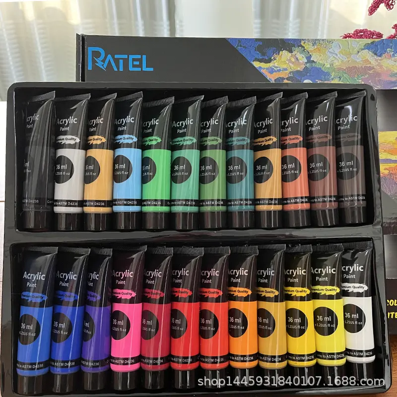 Acrylic paint 24-color set art paint small tubes hand-painted waterproof non-fading acrylic paint wholesale