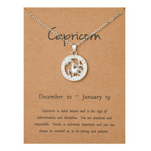 Collana con Ciondolo Zodiacale in Lega Traforata, <span class=keywords><strong>Segni</strong></span> Astrologici Acquario Leone Scorpione Toro Bilancia, 12 Costellazioni - Product Image 5