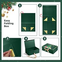 Boîte cadeau de Noël personnalisée faite à la main avec couvercle à fermeture magnétique, ruban, carton rectangulaire, emballage de fête, cadeaux d'entreprise, OEM ODM