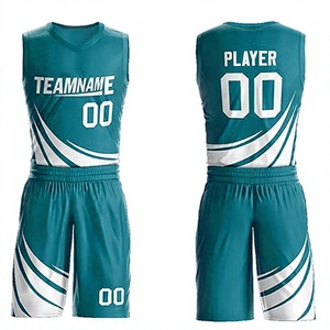 Camiseta de Baloncesto sin Mangas con Cuello en V Color Verde Azulado, Sublimada, Absorbente de Humedad, Poliéster/Algodón, Cintura Elástica, Ajuste Atlético, Unisex, Adulto - Product Image 1