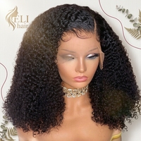 Perruques en cheveux humains brésiliens bruts bon marché en gros, perruques frontales en dentelle bouclées crépues pour femmes noires, perruques frontales en dentelle HD complète en cheveux humains