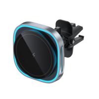Support de charge magnétique pour voiture avec lumière bleue, chargeur sans fil magnétique 15W, support de téléphone pour grille d'aération/tableau de bord pour iPhones
