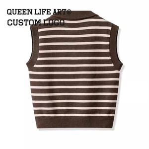 Maglioni con motivo a carattere frontale con abbottonatura di alta qualità da <span class=keywords><strong>donna</strong></span> in poliestere/cotone con maniche a lanterna in stile Preppy - Product Image 4