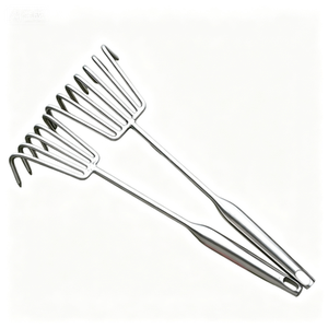 Rastrillo para almejas de acero inoxidable de alta resistencia con 5 dientes, herramienta de excavación de playa de mango corto para la recolección de almejas, conchas y jardinería - Product Image 3