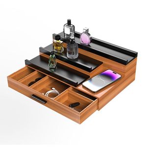 Caja de Almacenamiento de Perfumes de Madera con Compartimento Oculto, Color Retro, Organizador de Cosméticos de 24L - Product Image 3