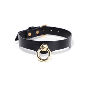 Genuine Leather Collar Black Cow Hide Rectangular Buckle Durable Neck Ring For Adult Role Play - Product Image 2