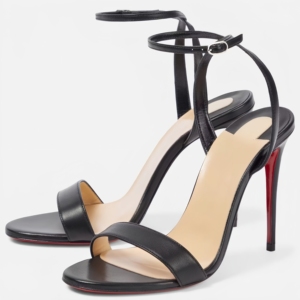 Tacones de aguja con punta en pico y malla de cristal para mujer |   Zapatos de Tacón Transparentes <span class=keywords><strong>Negros</strong></span> con Suela Roja |   Elegantes Zapatos de Vestir para Fiesta de Boda con Suela Roja - Product Image 4